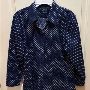 Ralph Lauren Dark Blue Polka Dot Button-Down Shirt
